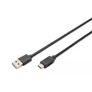DIGITUS ASSMANN USB Type-C verbindingskabel, Type-C naar A stekker/stekker, 3 m, 3A, 480 MB/s, 2.0 versie, zwart