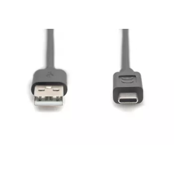 DIGITUS ASSMANN USB Type-C verbindingskabel, Type-C naar A stekker/stekker, 3 m, 3A, 480 MB/s, 2.0 versie, zwart