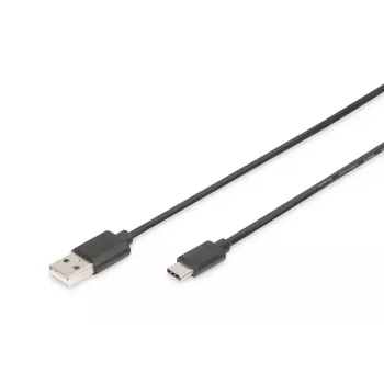 DIGITUS ASSMANN USB Type-C verbindingskabel, Type-C naar A M/M, 2 m 3A, 480MB, 2.0 versie, zwart