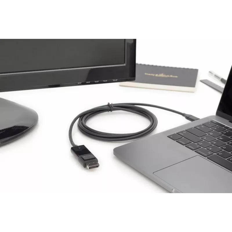 DIGITUS USB Type-C adapterkabel, Type-C naar DP M/M, 2 m 4K/60 Hz, 32,4 Gbit/s, CE, zwart