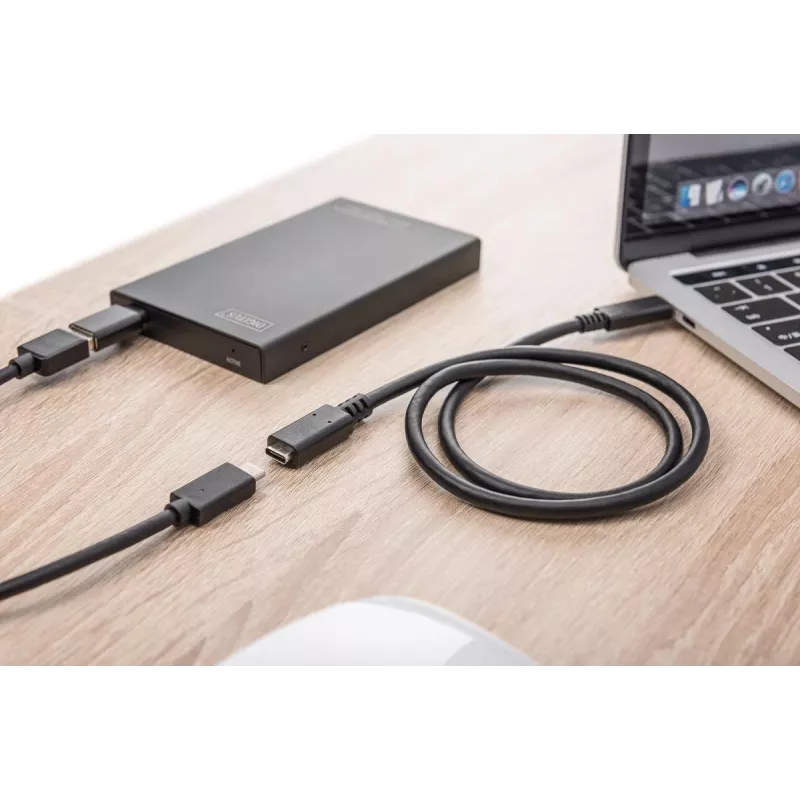 DIGITUS AK-300210-020-S USB-C verlengkabel, USB 2.0, USB-C male/female, 3 A, 2 m, zwart