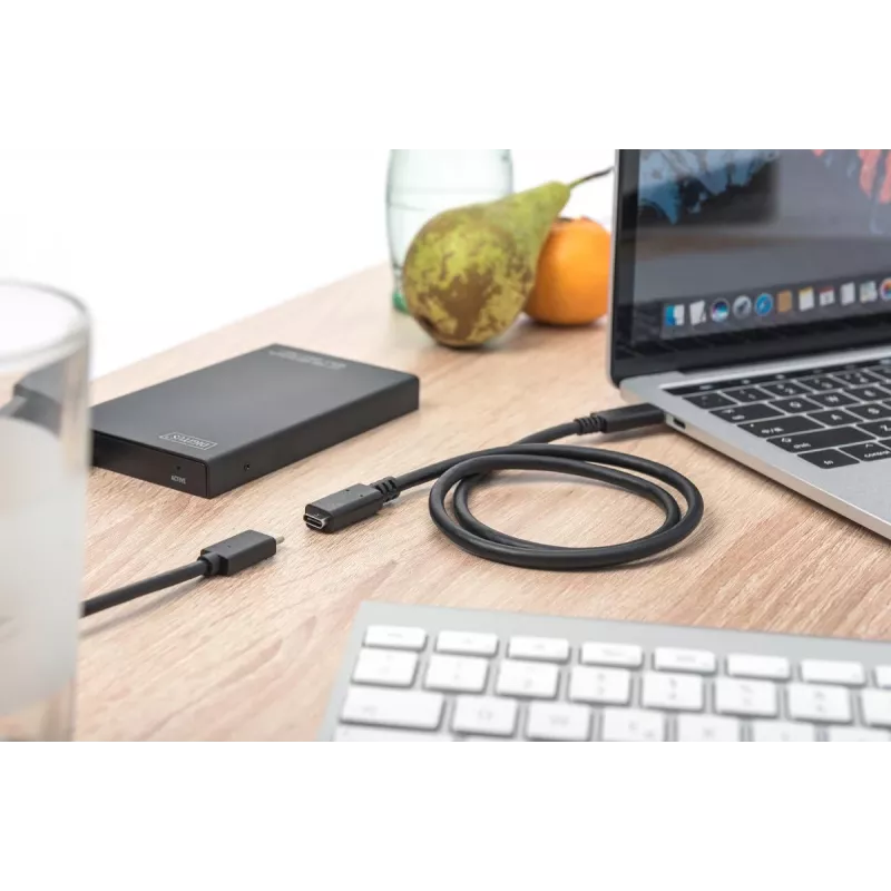 DIGITUS AK-300210-020-S USB-C verlengkabel, USB 2.0, USB-C male/female, 3 A, 2 m, zwart