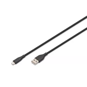 DIGITUS USB silicone oplaadkabel USB-A - Lightning USB 2.0 12W - 1 m zwart