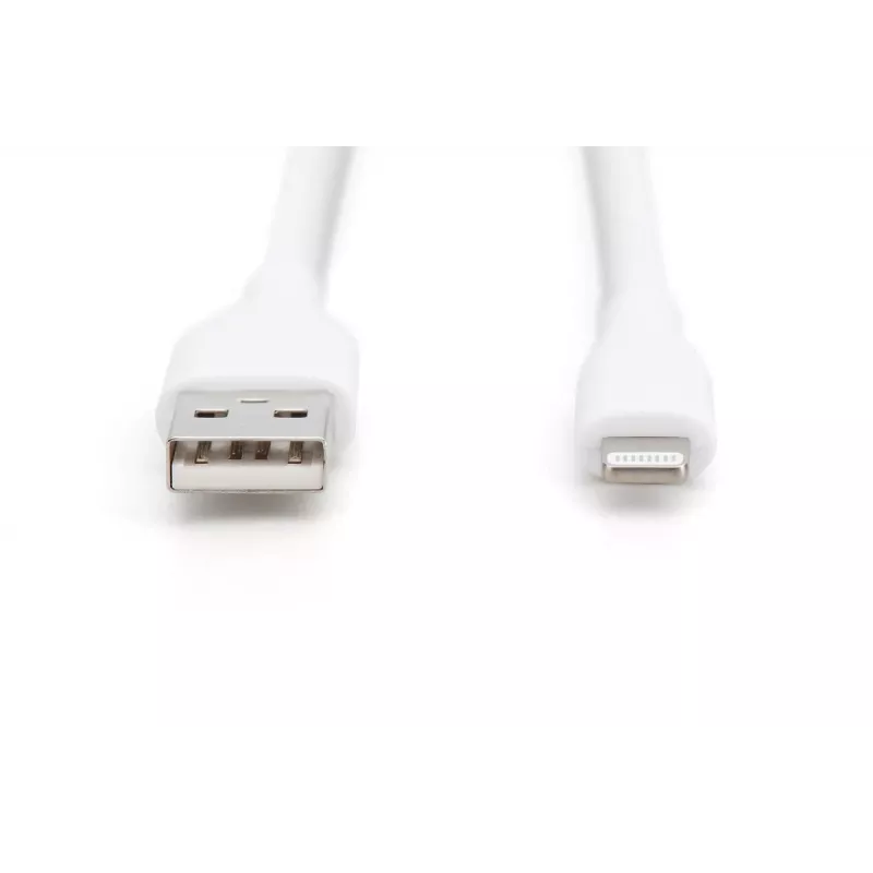 DIGITUS USB silicone oplaadkabel USB-A - Lightning USB 2.0 12W - 1 m wit