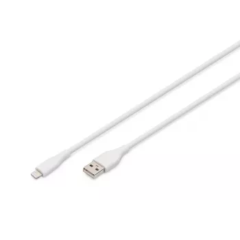 DIGITUS USB silicone oplaadkabel USB-A - Lightning USB 2.0 12W - 2 m wit