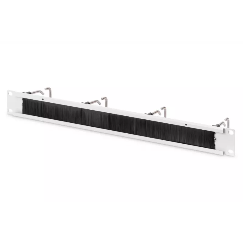 DIGITUS 1U kabelmanagementpaneel met borstel, 4 stalen ringen 40x75 mm, grijs (RAL 7035)