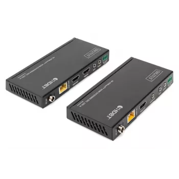 DIGITUS DS-55508 4K HDBaseT HDMI-extenderset, 150 m, 4K/60Hz, 18 Gbps, YUV 4:4:4, HDR, PoC, RS-232, IR