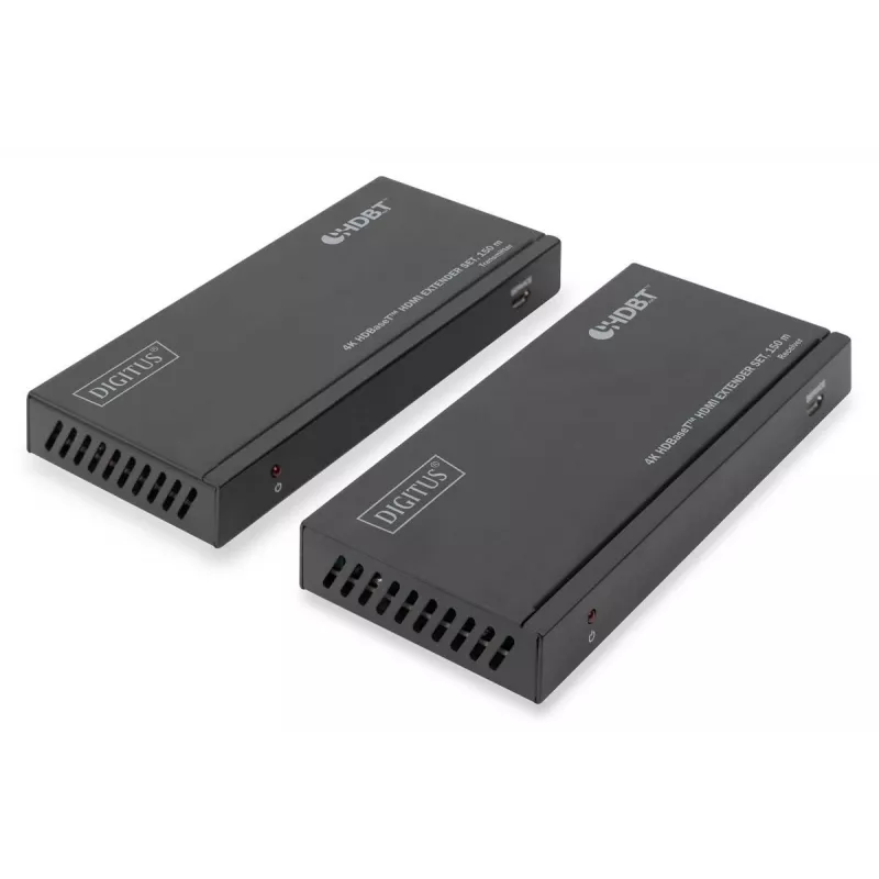 DIGITUS DS-55508 4K HDBaseT HDMI-extenderset, 150 m, 4K/60Hz, 18 Gbps, YUV 4:4:4, HDR, PoC, RS-232, IR