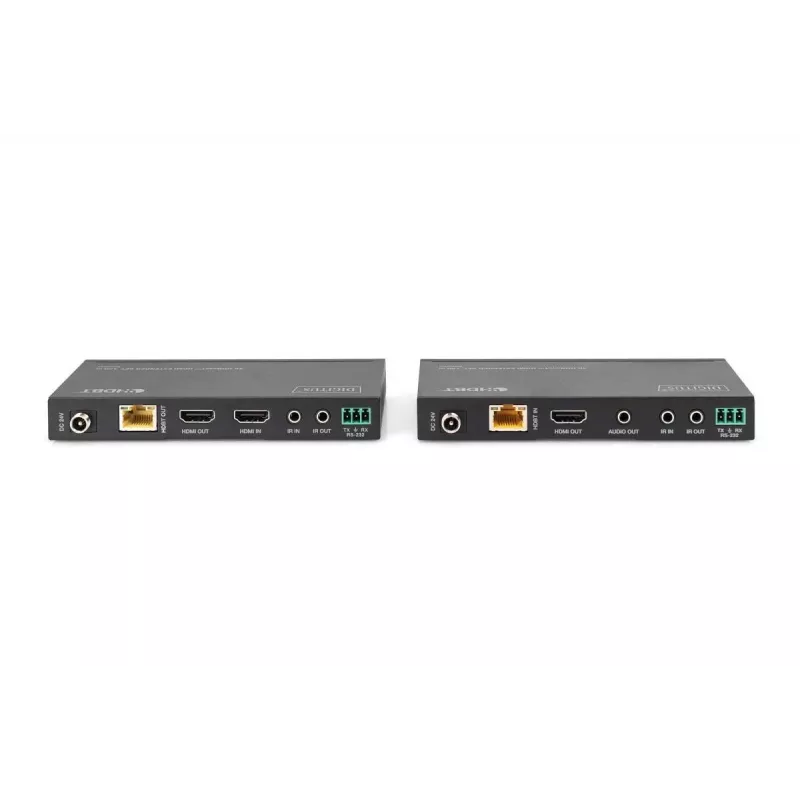 DIGITUS DS-55508 4K HDBaseT HDMI-extenderset, 150 m, 4K/60Hz, 18 Gbps, YUV 4:4:4, HDR, PoC, RS-232, IR