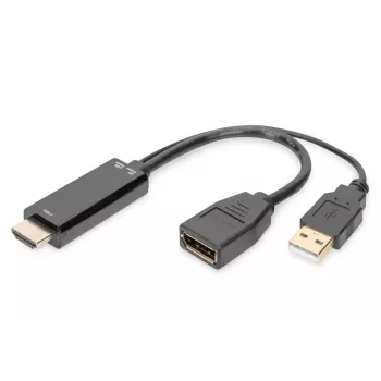 Digitus 4K HDMI-adapter HDMI naar DisplayPort 0,2 m HDMI Type-A USB