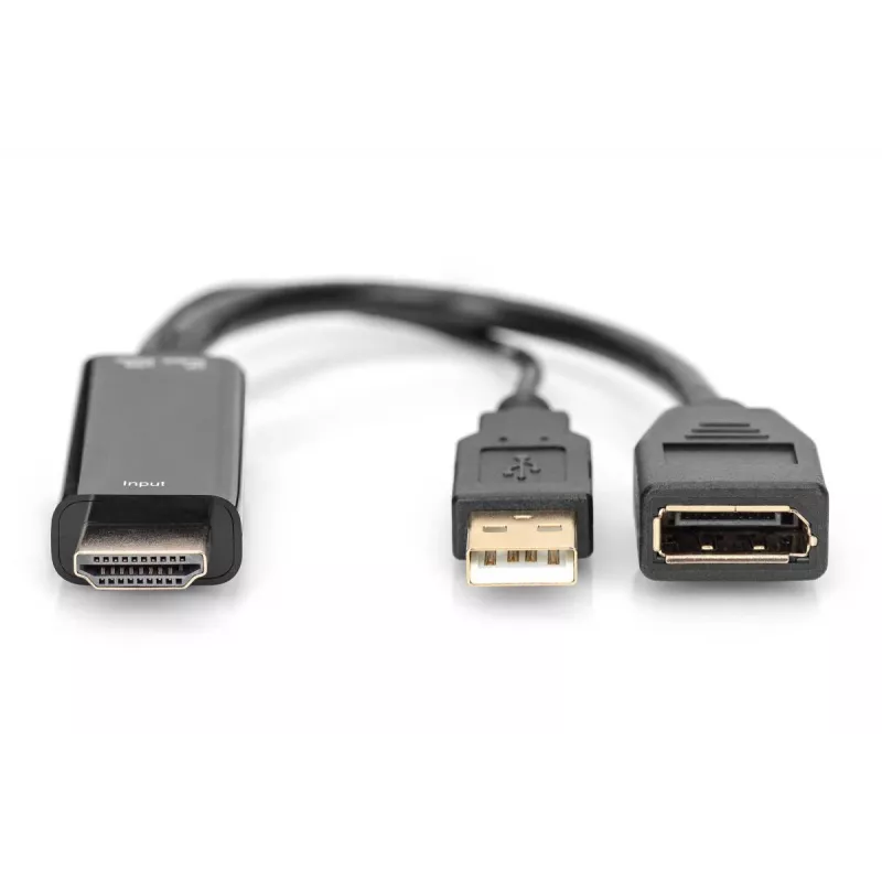 Digitus 4K HDMI-adapter HDMI naar DisplayPort 0,2 m HDMI Type-A USB