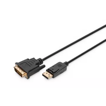 DIGITUS DisplayPort-adapterkabel, DP - DVI (24+1) M/M, 3m met vergrendeling, DP 1.1a compatibel, CE zwart