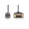 DIGITUS DisplayPort-adapterkabel, DP - DVI (24+1) M/M, 3m met vergrendeling, DP 1.1a compatibel, CE zwart