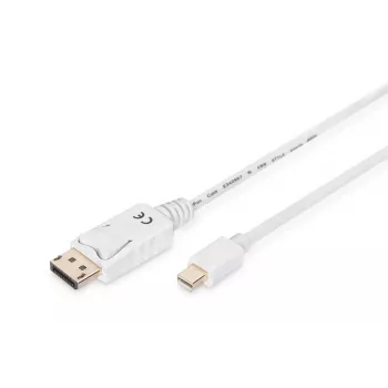 DIGITUS DisplayPort-verbindingskabel, Mini DP - DP M/M, 2m met vergrendeling, DP 1.1a conform, wit