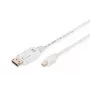DIGITUS DisplayPort-verbindingskabel, Mini DP - DP M/M, 2m met vergrendeling, DP 1.1a conform, wit