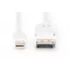 DIGITUS DisplayPort-verbindingskabel, Mini DP - DP M/M, 2m met vergrendeling, DP 1.1a conform, wit