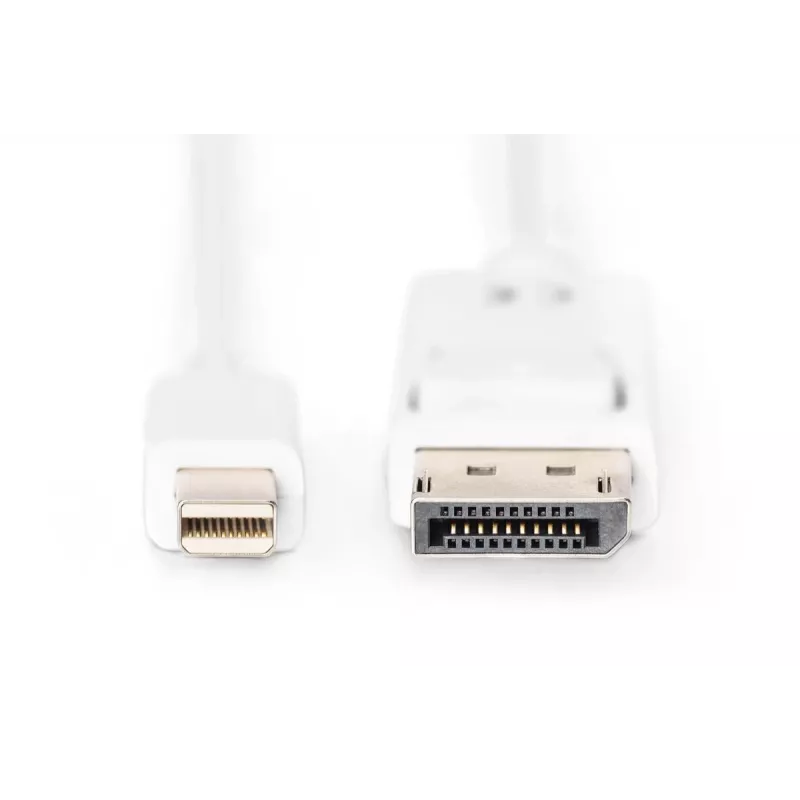 DIGITUS DisplayPort-verbindingskabel, Mini-DP - DP stekker/stekker, 3 m met vergrendeling, DP 1.1a conform, wit