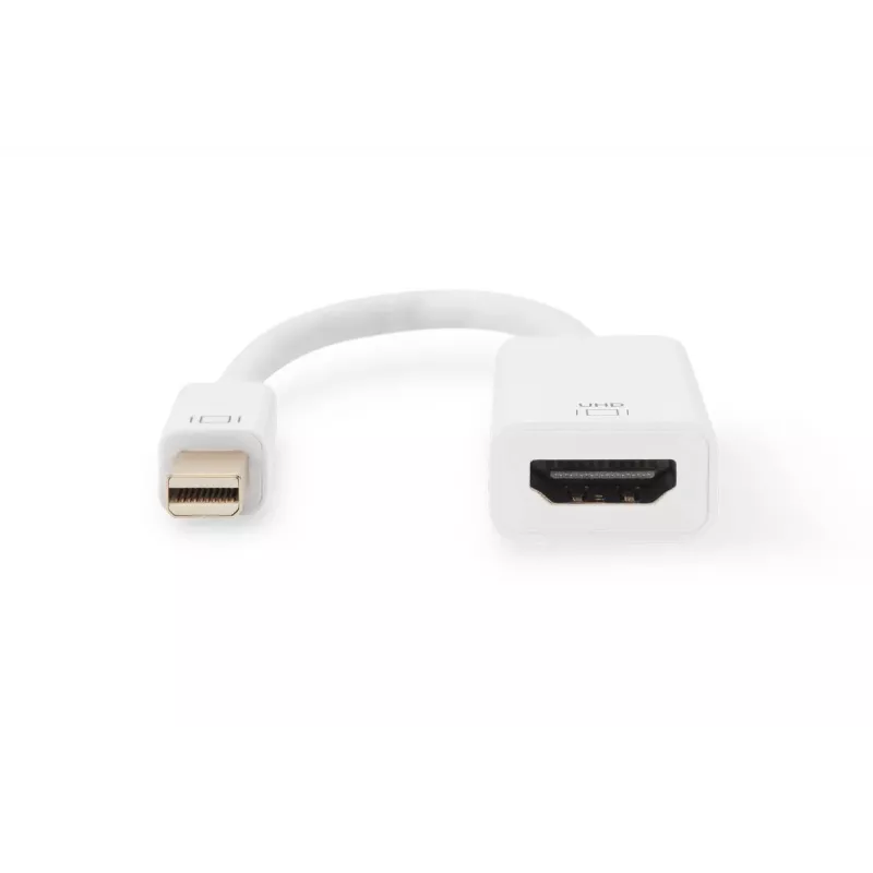 DIGITUS ASSMANN DisplayPort-adapterkabel, Mini-DP - HDMI type A M/W, 20 cm HDMI ver. 2.0, actief, CE, goud, wit