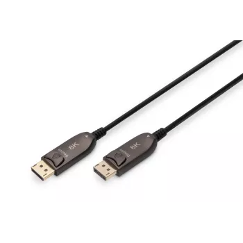 DIGITUS DisplayPort AOC hybride glasvezelverbindingskabel M/M UHD 8K@60Hz, CE, zwart 10m