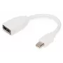 DIGITUS DisplayPort-adapterkabel, Mini DP - DP M/F, 0,15 m, DP 1.2 conform, wit
