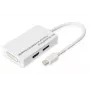 DIGITUS MiniDP naar DP HDMI+DVI adapter 20cm DP 1.1a compatibel wit