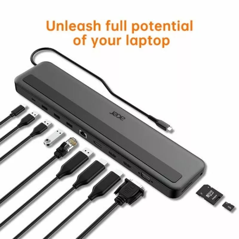 Acer 13-in-1 Type-C minidock bedraad USB 3.2 Gen 1 zwart