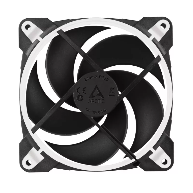ARCTIC BioniX P120 (wit) – drukgeoptimaliseerde 120mm gamingventilator met PWM PST