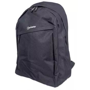 Manhattan Knappack Rugzak 15,6 inch, zwart, GÜNSTIG, licht, intern laptopvak, accessoirevak, gevoerde verstelbare schouderbanden, flessenhouder, drie jaar garantie