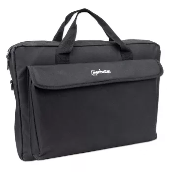 Manhattan London Laptoptas 17,3 inch, Toploader, zwart, LOW COST, vak voor accessoires, schouderband (afneembaar), notebooktas, drie jaar garantie