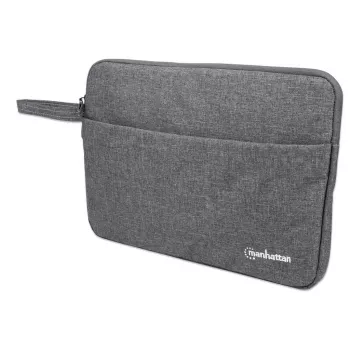 Manhattan Seattle Laptophoes 14,5 inch, grijs, gevoerd, extra zachte binnenvoering, hoofdvak met dubbele rits, ritstas aan de voorzijde, draaggreep, waterafstotend en duurzaam, notebookslipcase, drie jaar garantie