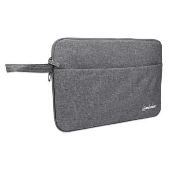 Manhattan Seattle Laptophoes 14,5 inch, grijs, gevoerd, extra zachte binnenvoering, hoofdvak met dubbele rits, ritstas aan de voorzijde, draaggreep, waterafstotend en duurzaam, notebookslipcase, drie jaar garantie