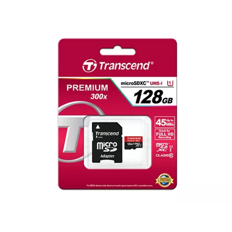 TRANSCEND 128GB Micro SDHC Class 10 UHS-1 met adapter
