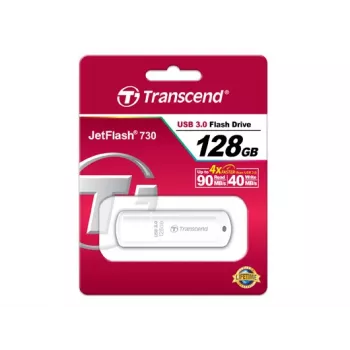 TRANSCEND JetFlash 730 - 128GB USB-stick - USB 3.0 - wit