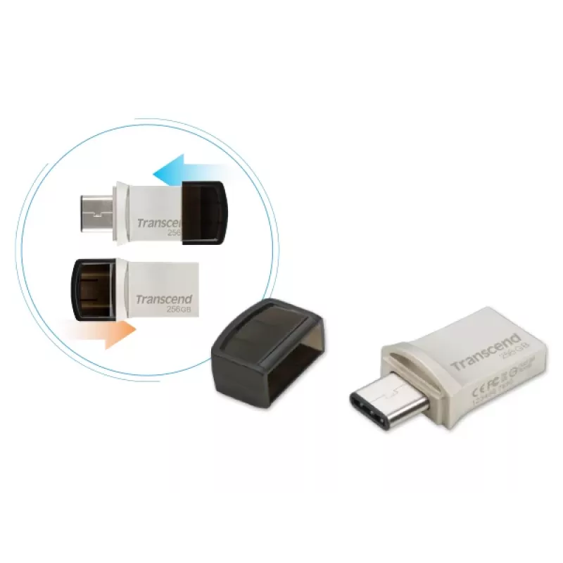 TRANSCEND JetFlash 890 - 256GB USB-stick - USB 3.1 / Type-C