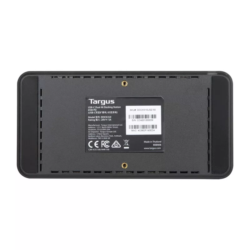 Targus DOCK310EUZ laptop-dockingstation / poortreplicator bedraad USB 3.2 Gen 1 (3.1 Gen 1) Type-C zwart