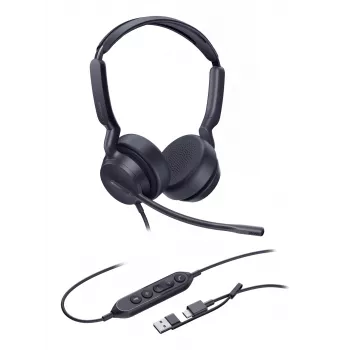 Yealink UH42 Dual UC USB-C/A headset, bedraad, gesprekken/muziek, 20 - 20000 Hz, 160 g, headset, zwart