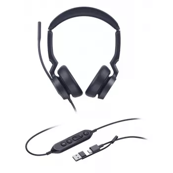 Yealink UH46 Dual UC USB-C/A headset, bedraad, 20 - 20000 Hz, kantoor/callcenter, 166 g, headset, zwart