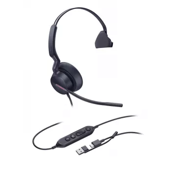 Yealink UH46 Mono Teams USB-C/A headset, bedraad, 20 - 20000 Hz, kantoor/callcenter, 127 g, headset, zwart