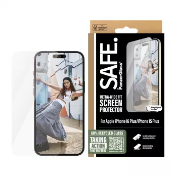 PanzerGlass SAFE. by ® beeldschermfolie iPhone 16 Plus | 15 Plus | Ultra-Wide Fit