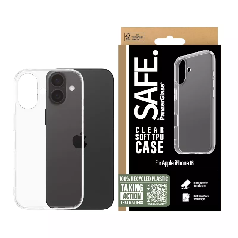 PanzerGlass SAFE. by ® TPU-hoesje, transparant, iPhone 16