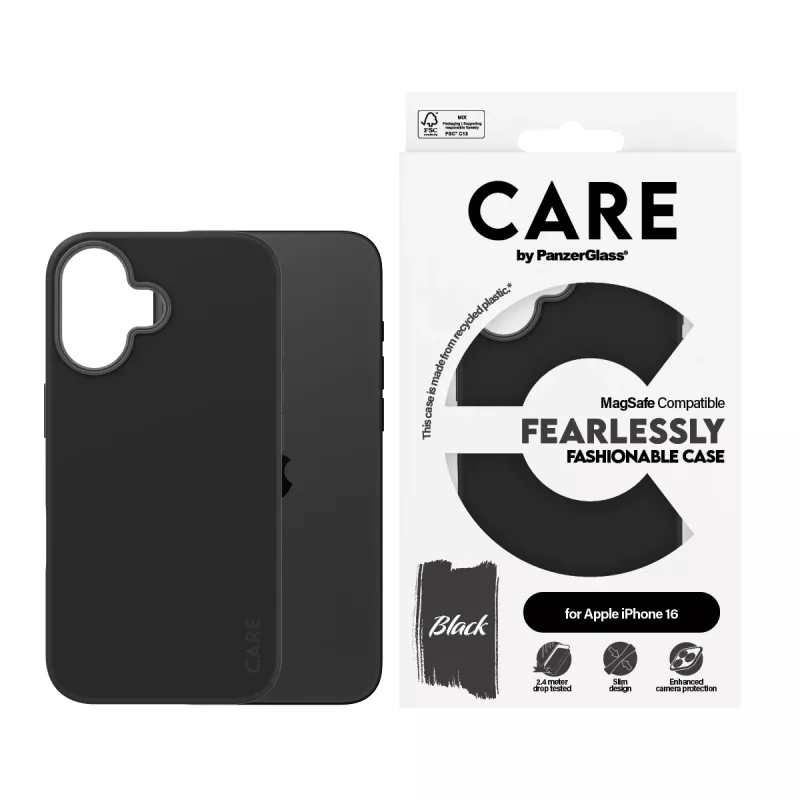 PanzerGlass CARE™ by ® hoesje zwart met MagSafe iPhone 16