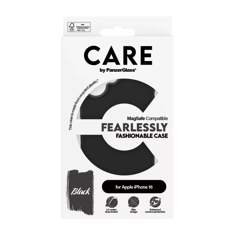 PanzerGlass CARE™ by ® hoesje zwart met MagSafe iPhone 16