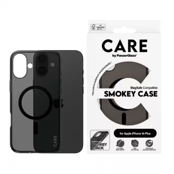 PanzerGlass CARE™ by ® Urban Combat Case Smokey met zwart MagSafe iPhone 16 Plus