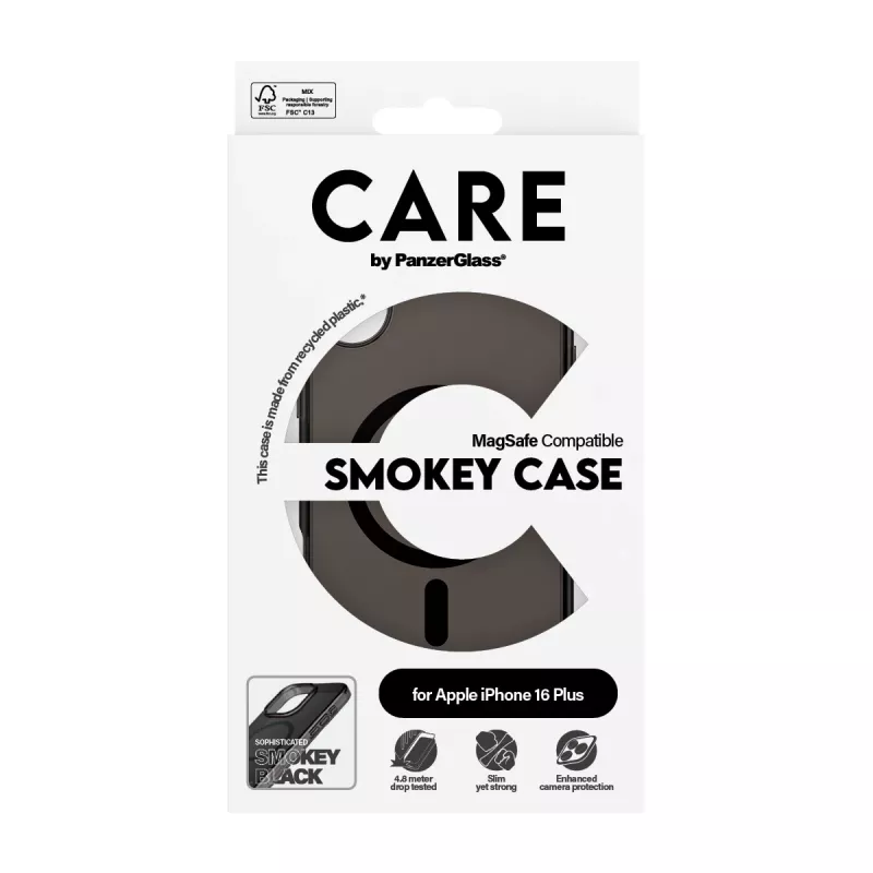 PanzerGlass CARE™ by ® Urban Combat Case Smokey met zwart MagSafe iPhone 16 Plus