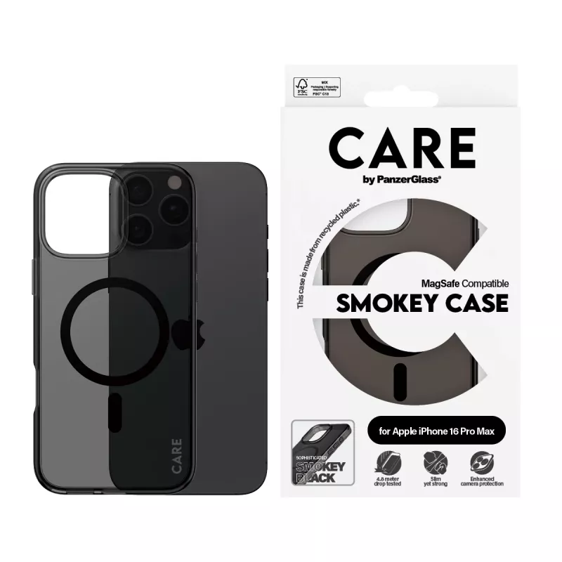 PanzerGlass CARE™ by ® Urban Combat Case Smokey met zwart MagSafe iPhone 16 Pro Max