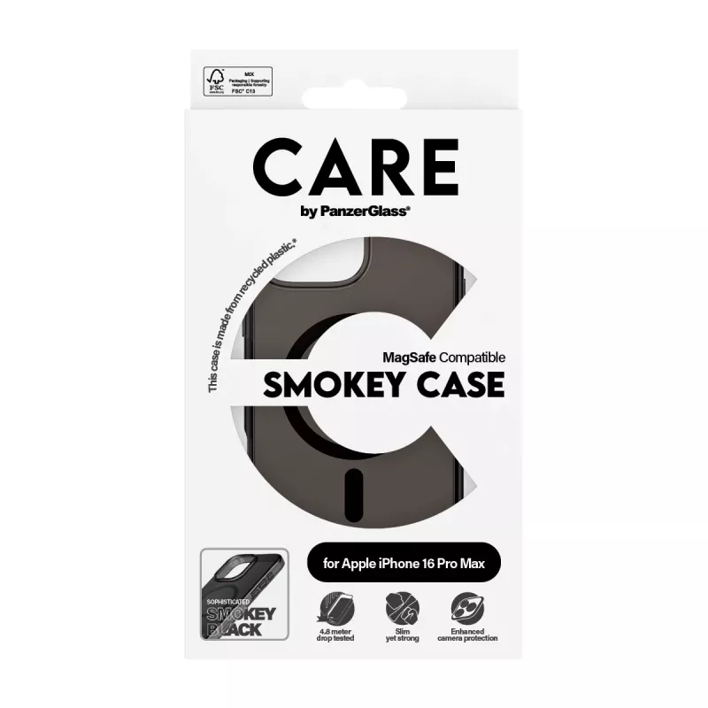 PanzerGlass CARE™ by ® Urban Combat Case Smokey met zwart MagSafe iPhone 16 Pro Max