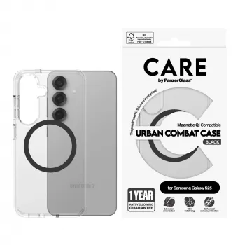 PanzerGlass CARE™ by ® Urban Combat hoesje transparant met zwart Qi-compatibel Samsung Galaxy S25