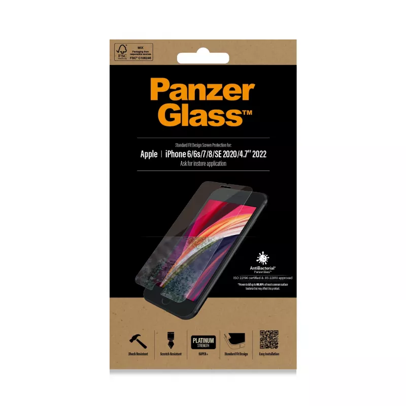 PanzerGlass ® beeldschermbescherming iPhone 8 | 7 | 6s | 6 | SE (2020/2022) | Standard Fit