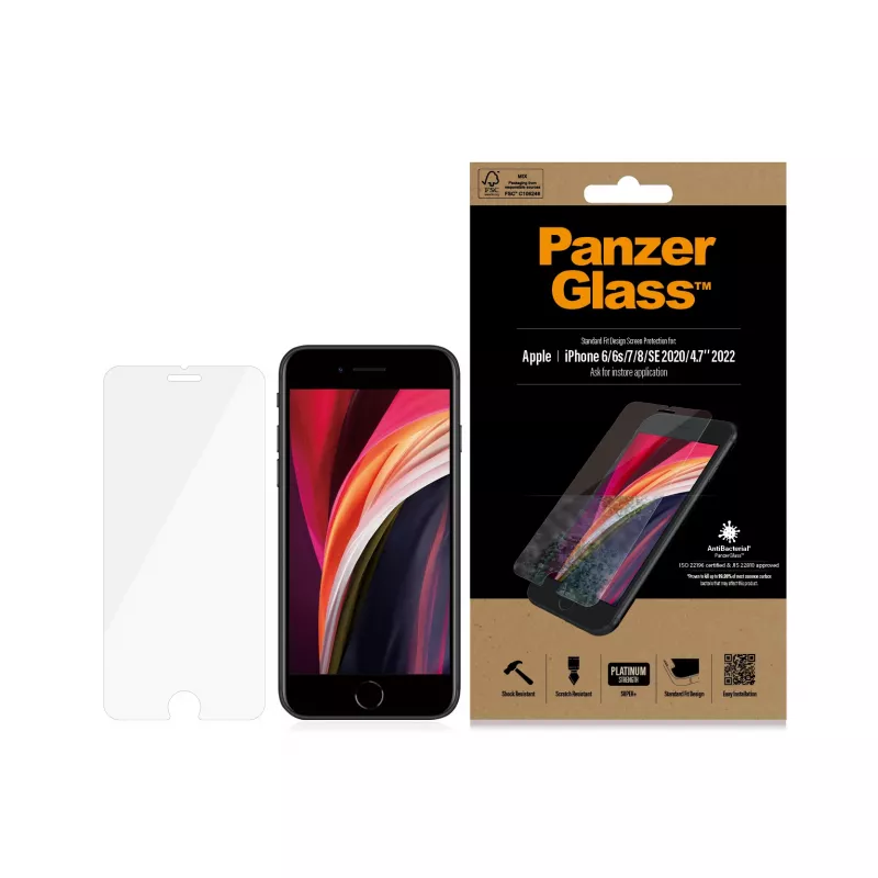 PanzerGlass ® beeldschermbescherming iPhone 8 | 7 | 6s | 6 | SE (2020/2022) | Standard Fit