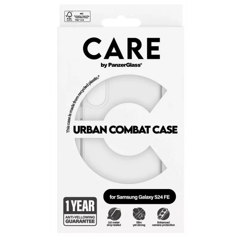 PanzerGlass CARE Flagship Urban Combat hoesje voor Samsung Galaxy S24 FE, transparant, 1466